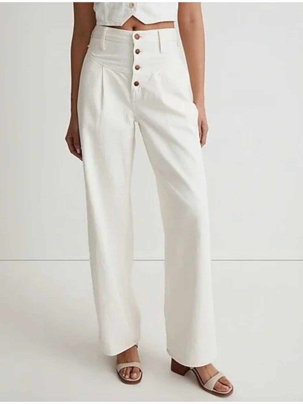 Madewell Superwide-Leg Jeans Vintage Canvas Cream Size 29 High Rise Button-Fly
